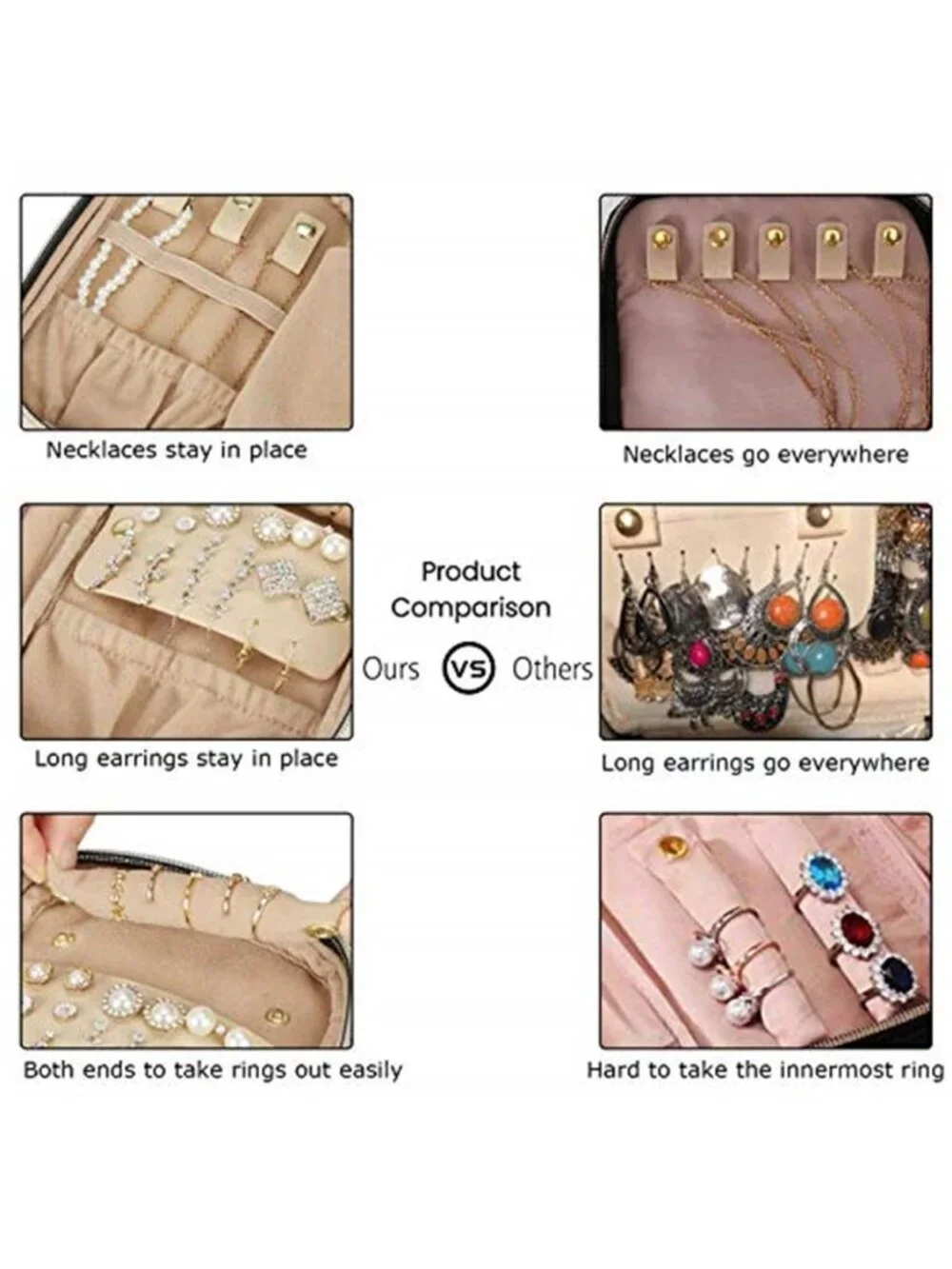 Womens Travel Jewelry Organizer Case Small Roll Bag Rings Earrings Necklace Set